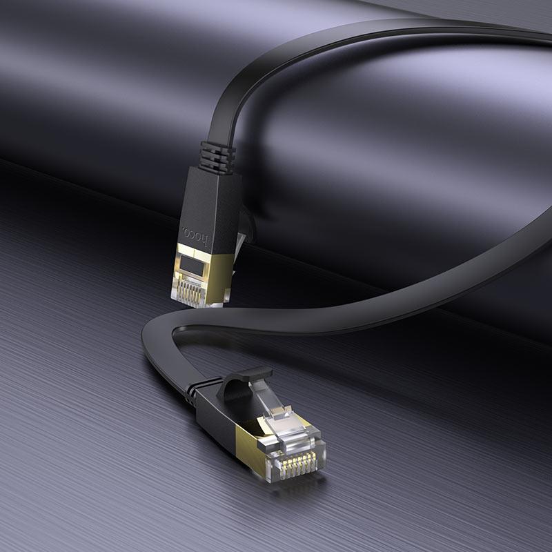 Сетевой кабель для интернета RJ45 - RJ45 20м cat-6 - HOCO US07, гигабитный, плоский, силиконовый, чёрный - фото 5 - id-p214826461