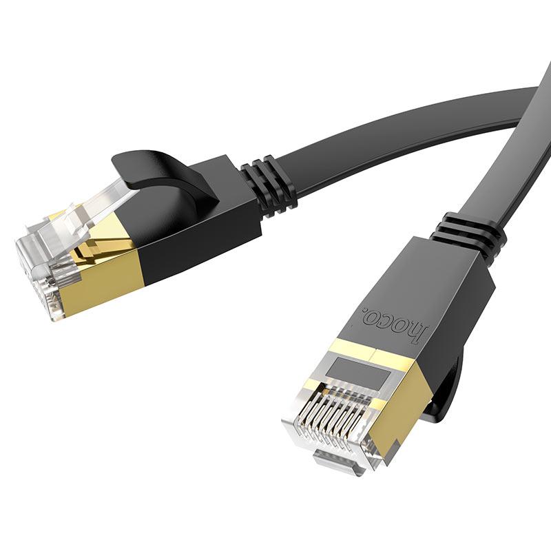 Сетевой кабель для интернета RJ45 - RJ45 5м cat-6 - HOCO US07, гигабитный, плоский, силиконовый, чёрный - фото 3 - id-p214826635