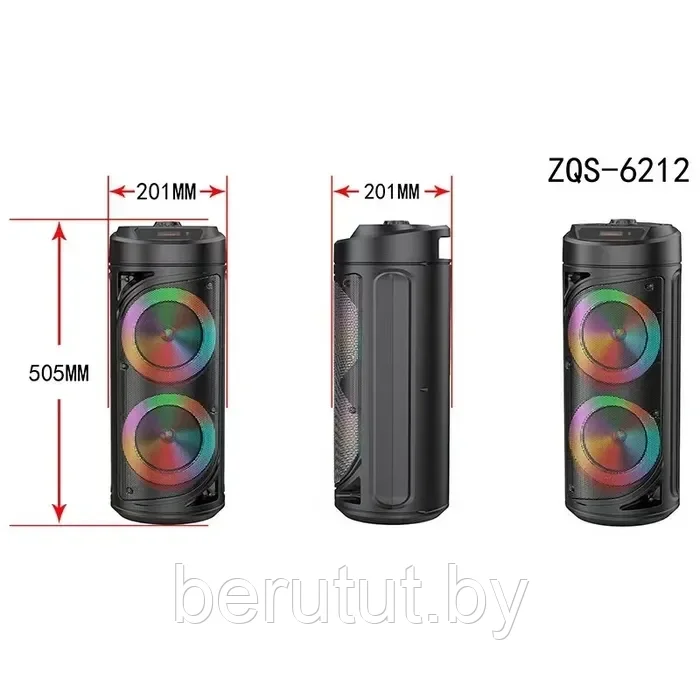 Акустическая колонка напольная Bluetooth BT SPEAKER ZQS-6212 с микрофоном - фото 7 - id-p214826640