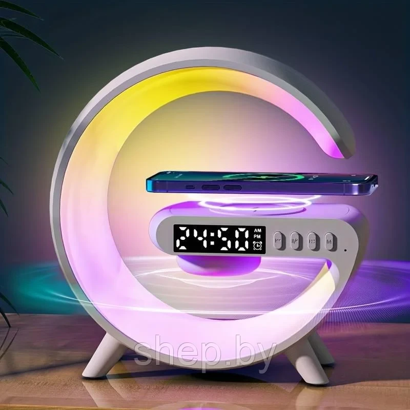 Cветовая звуковая колонка Smart Light Sound Machine G63, беспроводная зарядка - фото 1 - id-p214827839