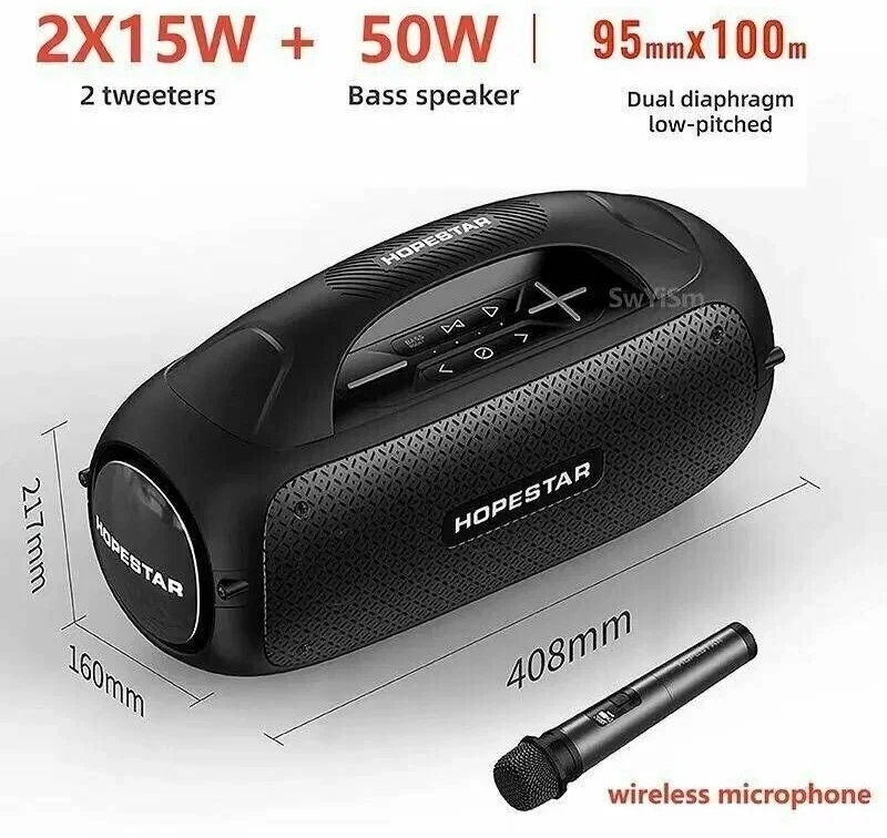 Портативная Bluetooth Колонка Hopestar A50 с Беспроводным Микрофоном, 80Вт - фото 10 - id-p214828121