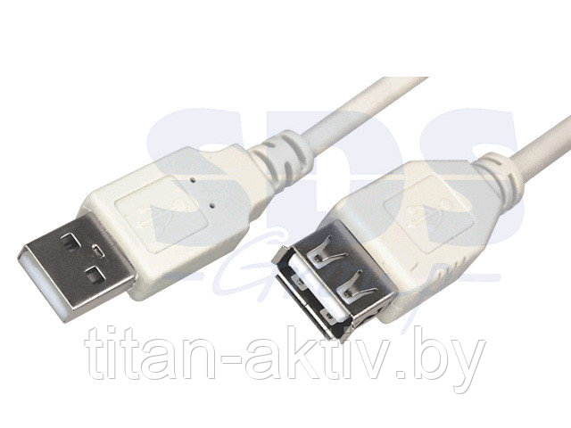 Шнур USB-А (male) штекер - USB-А (female) гнездо, 3 м, белый REXANT
