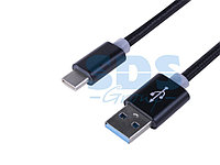 Шнур USB 3.1 type C (male)-USB 2.0 (male) в тканевой оплетке 1 м черный REXANT