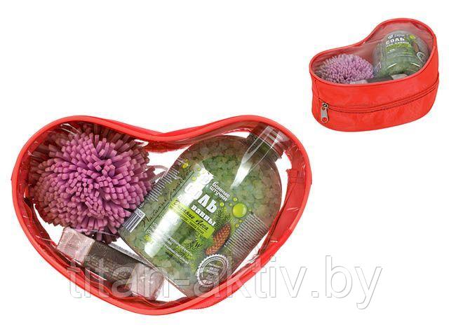 Подарочный набор "От чистого сердца", 3 предмета, "Банные штучки" (мочалка, мыло, соль для ванны