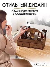 Органайзер большой Kubo Decor для косметики деревянный / с зеркалом (коричневый), фото 3