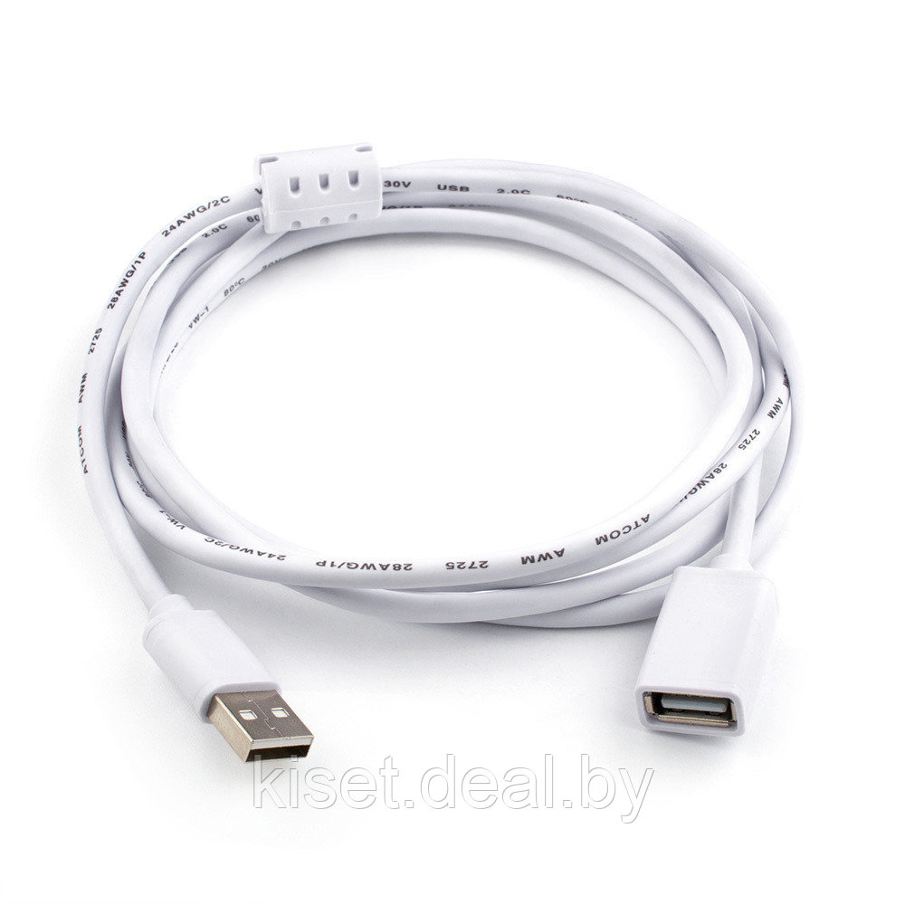 Удлинитель USB2.0 пассивный ATcom AT4717 феррит 5m белый - фото 2 - id-p214832675