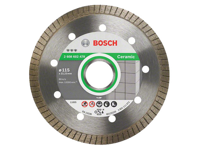 Алмазный круг 115х22 мм по керамике Turbo BEST FOR CERAMIC EXTRA-CLEAN BOSCH (сухая резка) - фото 1 - id-p214841005