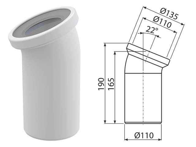 Колено для унитаза 22°, Alcaplast - фото 1 - id-p214846738