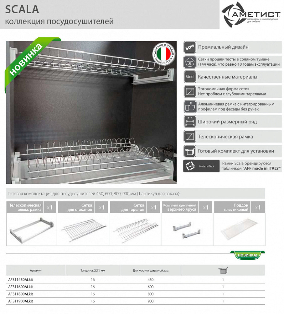 Комплект посудосушителя SCALA AFF, 600мм, 16ДСП - фото 5 - id-p214874467