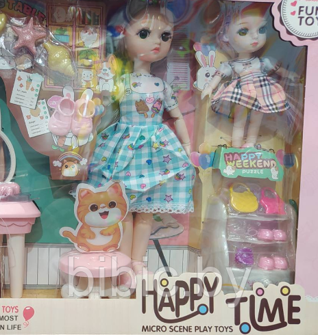 Детская кукла пупс с аксессуарами Happy Time 2027-12, интерактивный детский игровой набор кукол для девочек - фото 3 - id-p214877735