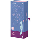 Двусторонний вибратор с клиторальным стимулятором Satisfyer Triple Oh Blue, фото 8