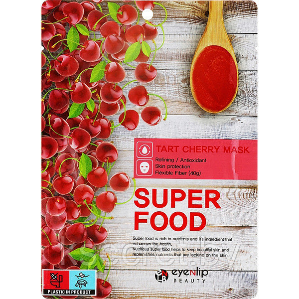 Маска на тканевой основе с экстрактом терпкой вишни Super Food Mask Tart Cherry, EYENLIP, 23 мл - фото 1 - id-p214881600