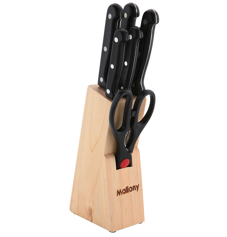 Набор ножей из нержавеющей стали в деревянной подставке - фото 1 - id-p214881626