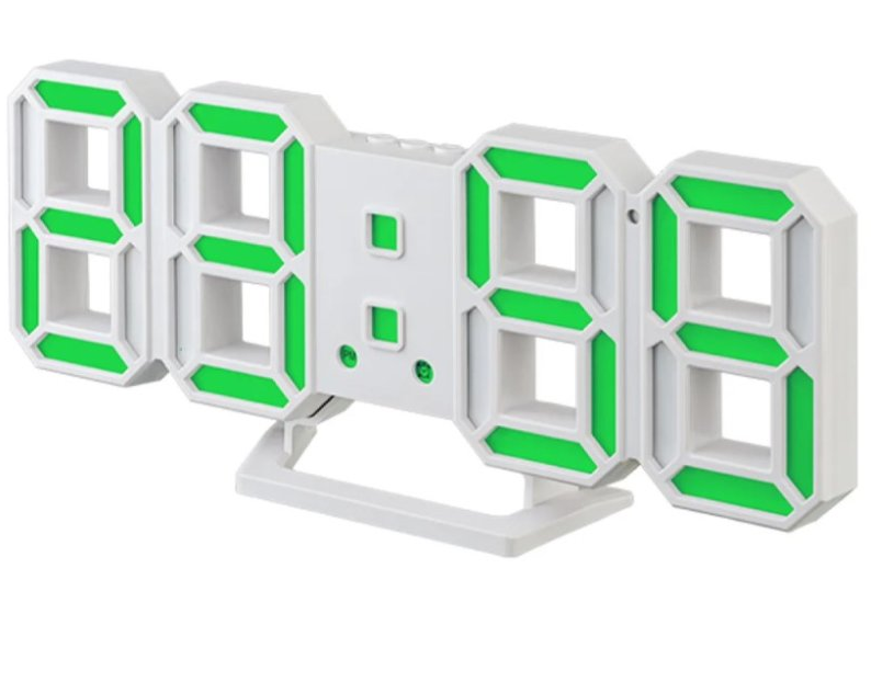 Perfeo LED часы-будильник "LUMINOUS 2", белый корпус, зелёная / красная / голубая подсветка - фото 2 - id-p214884133
