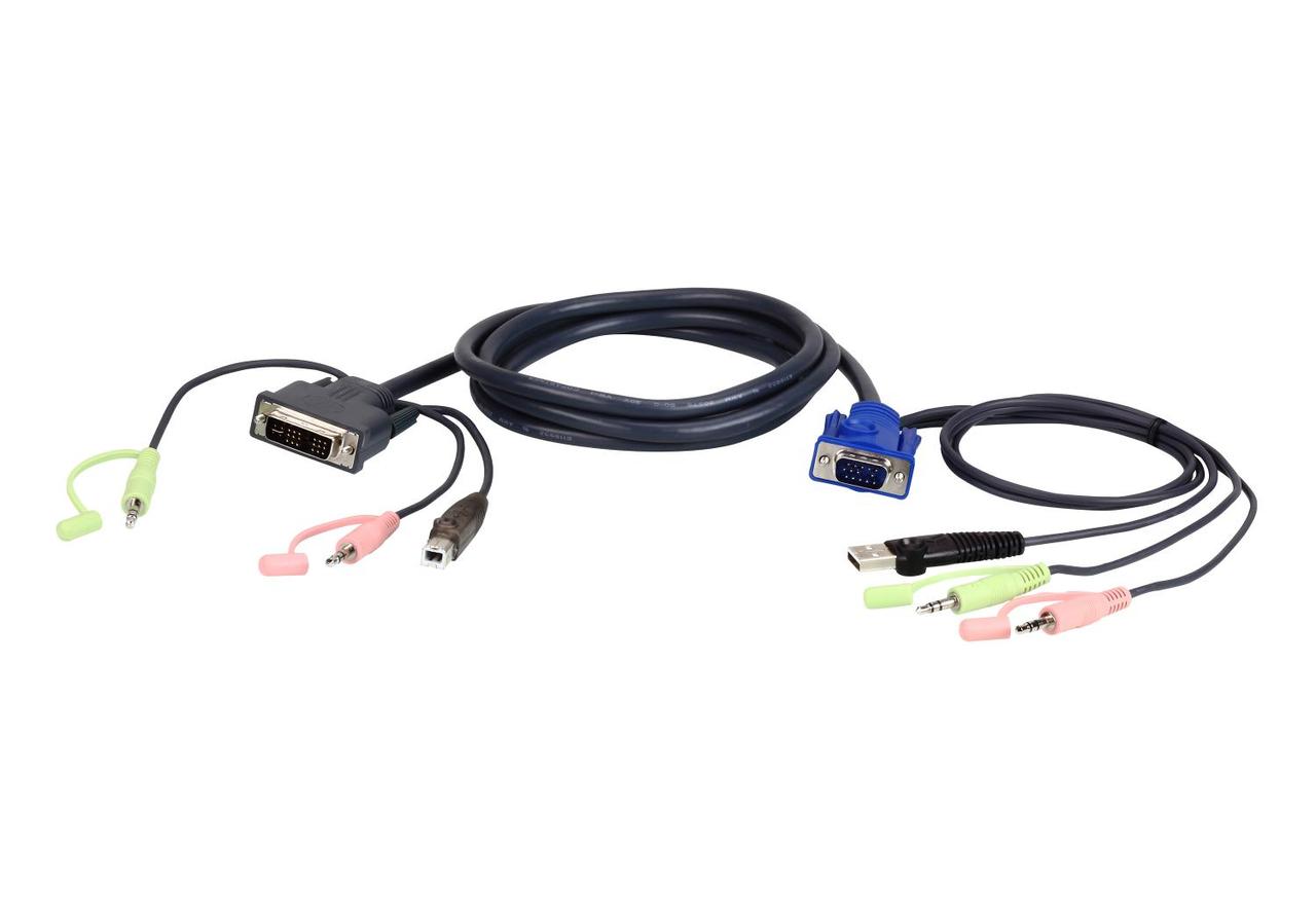 Кабель ATEN 2L-7DX2U USB DVI-I/VGA KVM 1.8M - фото 1 - id-p214884242