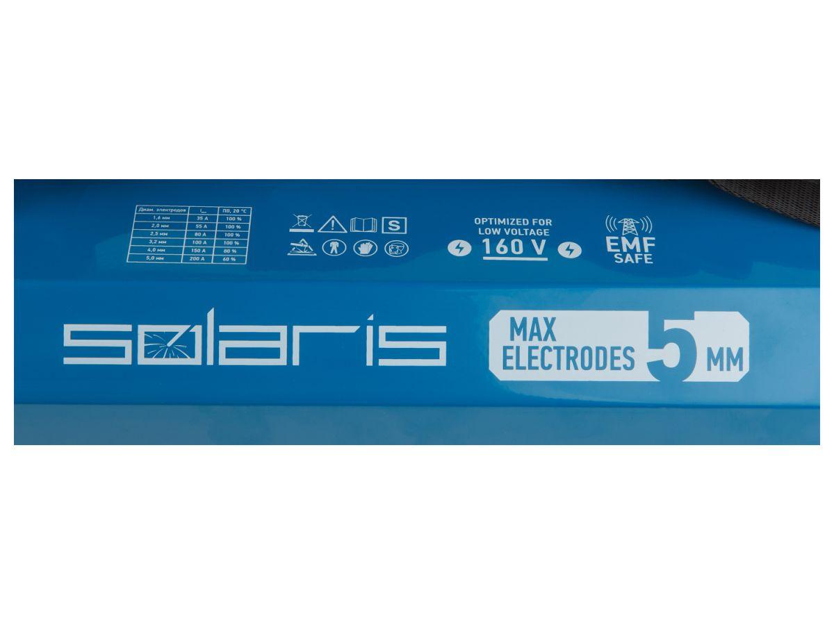 Инвертор сварочный SOLARIS MMA-250D (230В; 20-200 А; 70В; электроды диам. 1.6-5.0 мм; вес 3.6 кг) - фото 6 - id-p214884446