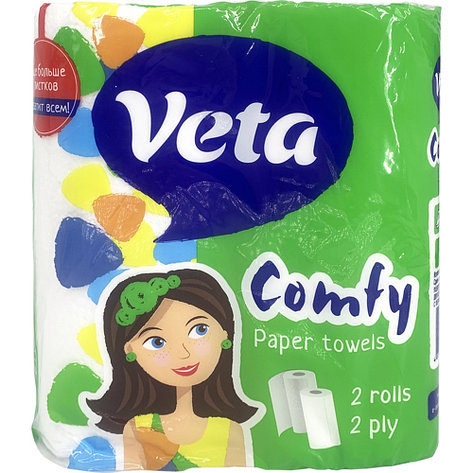 Бумажные полотенца VETA COMFY, двухслойные (2 рул/пачка), фото 2
