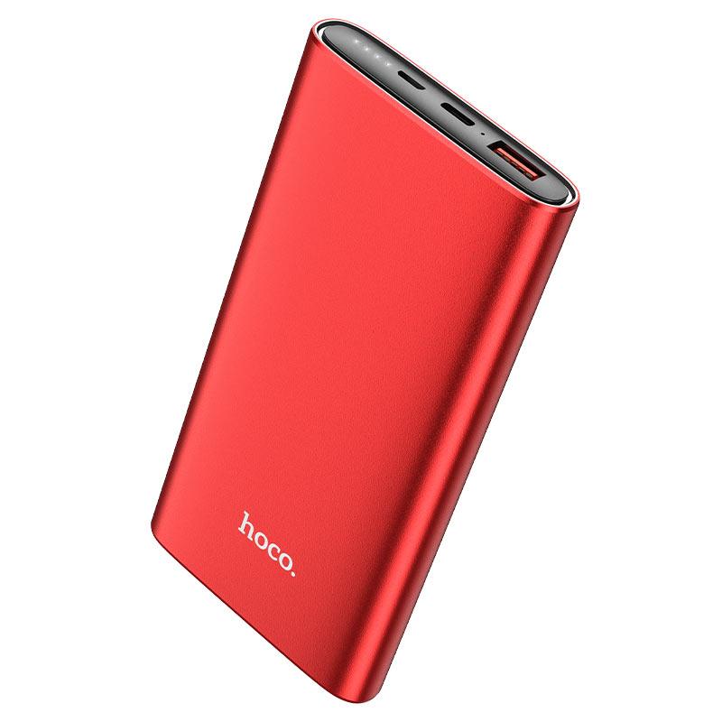 Внешний аккумулятор 10000mAh - Hoco J83, 5-12V, 3A, USB(QC3.0 18W) + Type-C(PD 20W), метал, красный - фото 1 - id-p214890652