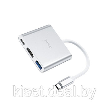 USB-хаб HOCO HB14 Type-C - USB-A / HDMI / Type-C серебристый