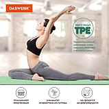 Коврик для йоги и фитнеса спортивный двухцветный, ТПЭ, 183*61*0,6 см, светло-зеленый/чёрный, DASWERK (680031), фото 3