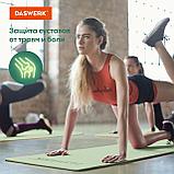 Коврик для йоги и фитнеса спортивный двухцветный, ТПЭ, 183*61*0,6 см, светло-зеленый/чёрный, DASWERK (680031), фото 4