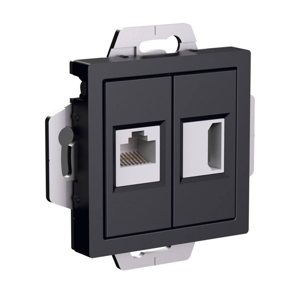 Купить Розетка двойная HDMI+RJ45, кат.5 механизм, цвет Карбон ...