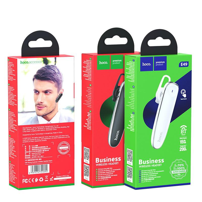 Bluetooth гарнитура для мобильного телефона - HOCO E49, белая - фото 6 - id-p214921953