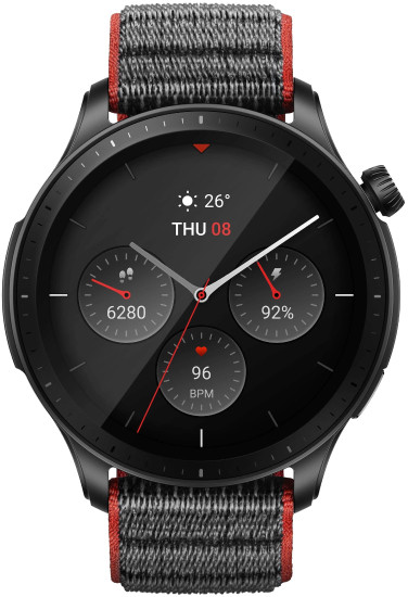 Умные часы Amazfit GTR 4 (черный, с черным нейлоновым ремешком) - фото 2 - id-p214923080