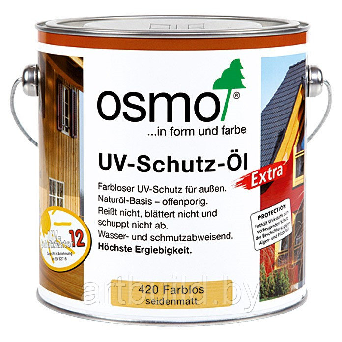 Защитное масло с УФ-фильтром и биоцидами Osmo UV-Schutz-Öl Extra 420 - фото 1 - id-p77145990