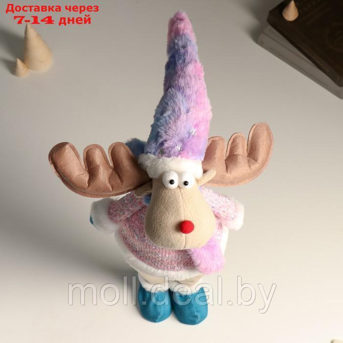 Кукла интерьерная "Лосик в розовом свитере с мехом и голубом колпаке, со звёздочкой" 61,5 см 94880 - фото 1 - id-p214517413
