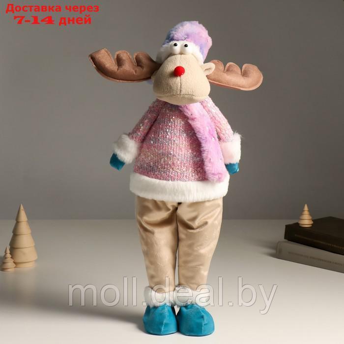 Кукла интерьерная "Лосик в розовом свитере с мехом и голубом колпаке, со звёздочкой" 61,5 см 94880 - фото 2 - id-p214517413