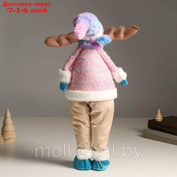 Кукла интерьерная "Лосик в розовом свитере с мехом и голубом колпаке, со звёздочкой" 61,5 см 94880 - фото 3 - id-p214517413