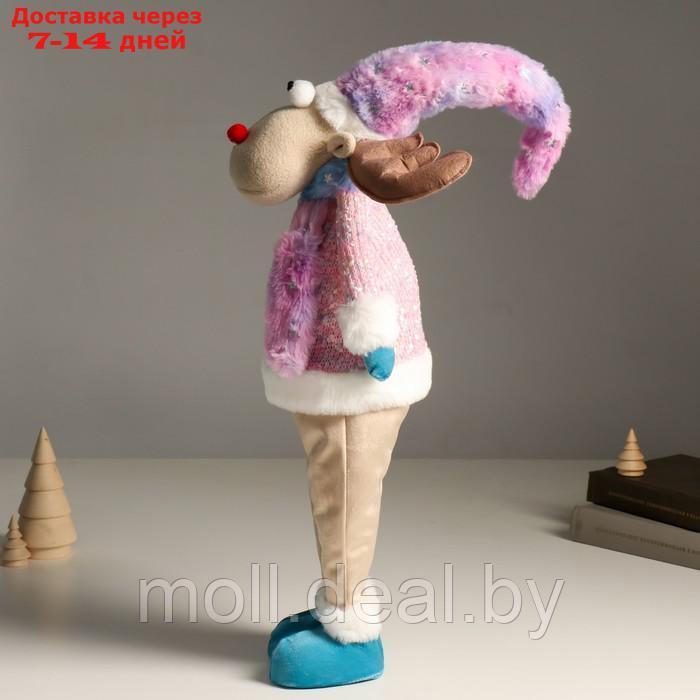Кукла интерьерная "Лосик в розовом свитере с мехом и голубом колпаке, со звёздочкой" 61,5 см 94880 - фото 4 - id-p214517413