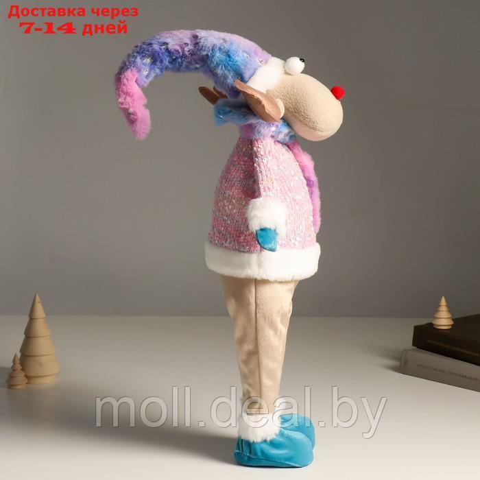 Кукла интерьерная "Лосик в розовом свитере с мехом и голубом колпаке, со звёздочкой" 61,5 см 94880 - фото 5 - id-p214517413