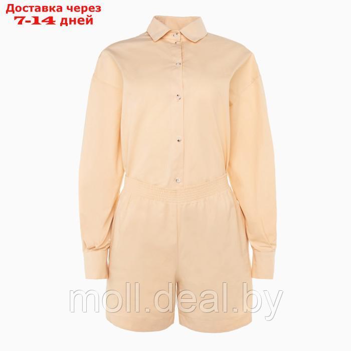 Костюм женский (рубашка, шорты) MINAKU: Oversize цвет бежевый, размер 42 - фото 9 - id-p214897255