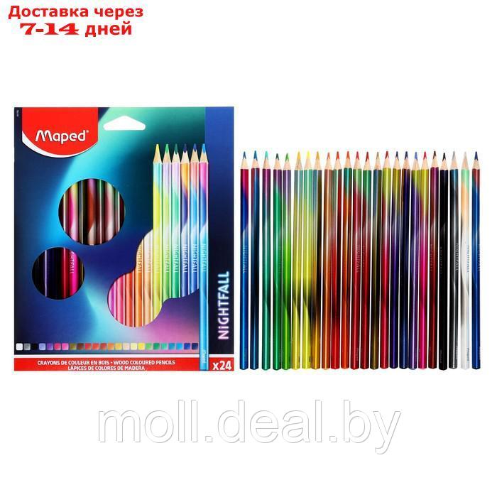 Карандаши 24 цвета Maped NIGHTFALL, деревяные, декорированные, картонная упаковка - фото 1 - id-p214897437