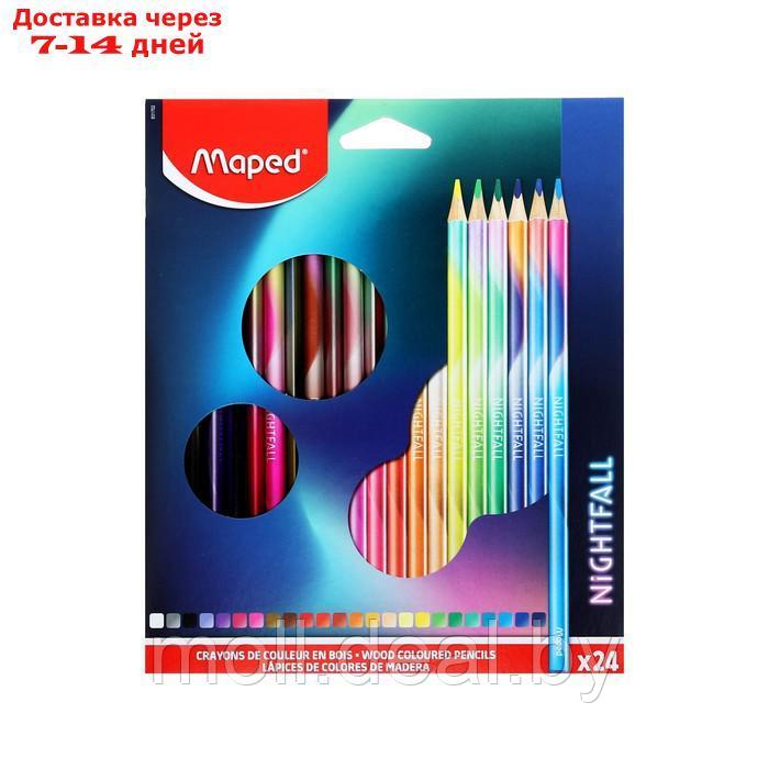 Карандаши 24 цвета Maped NIGHTFALL, деревяные, декорированные, картонная упаковка - фото 3 - id-p214897437
