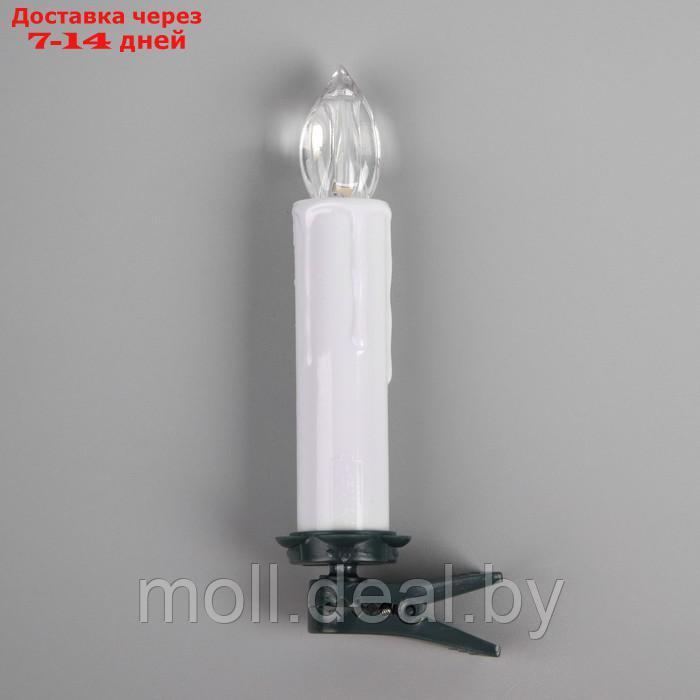Светодиодные свечи на прищепках 10 см, 10 штук, батарейки ААх1 (не в комплекте), пульт ДУ, свечение белое - фото 5 - id-p214897569