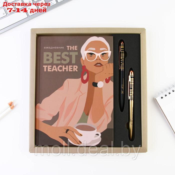 Подарочный набор "The BEST TEACHER" ежедневник и 2 шт ручки( шариковые, 1 мм, синяя,красная паста) 7 - фото 3 - id-p214890104