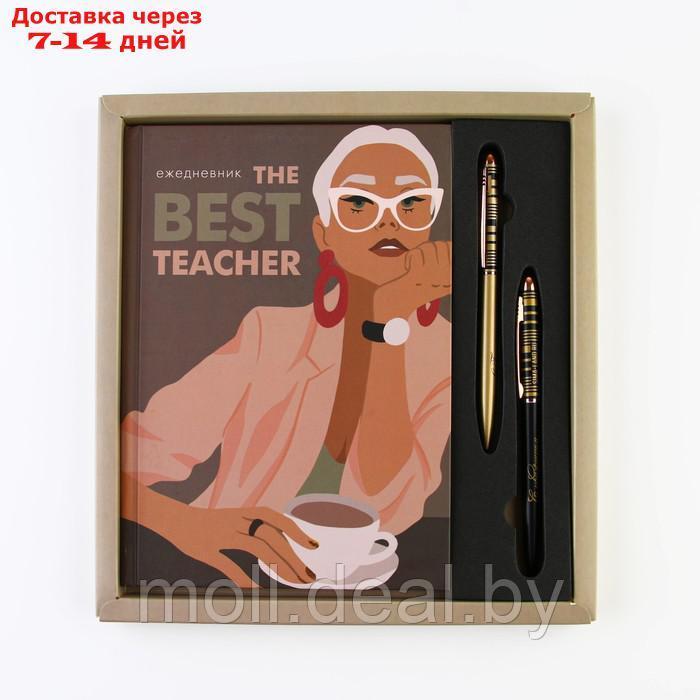 Подарочный набор "The BEST TEACHER" ежедневник и 2 шт ручки( шариковые, 1 мм, синяя,красная паста) 7 - фото 10 - id-p214890104