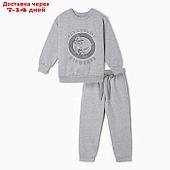 Костюм для мальчика (свитшот, брюки) А.Н3726, цвет средне-серый меланж, рост 110