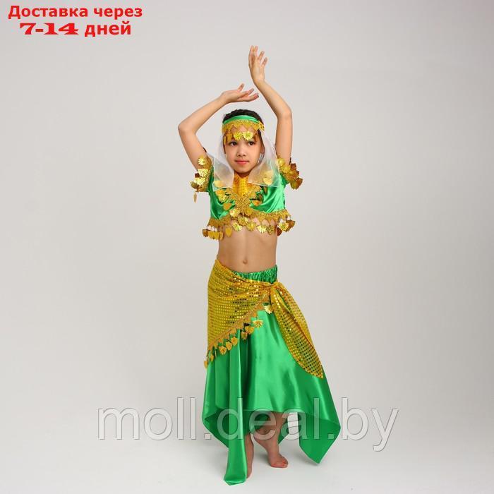 Карнавальный костюм Восточный "Азиза в юбке"зелено-желтый,блузка,юбка,косынка,повязка,р-р32, - фото 3 - id-p214897776