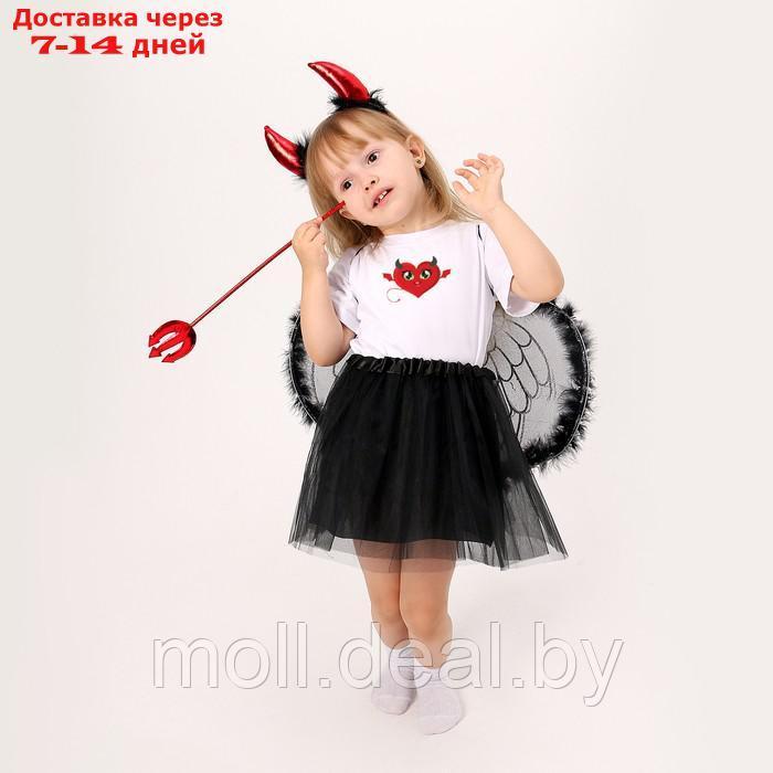 Карнавальный набор "Дьяволёнок" футболка, юбка, ободок, крылья, жезл - фото 5 - id-p214897830