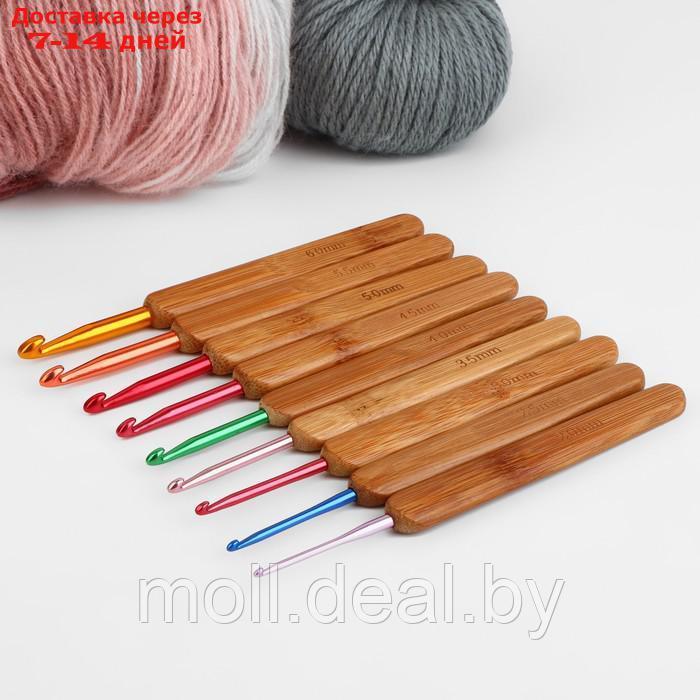 Набор крючков для вязания, с бамбуковыми ручками, d = 2-6 мм, 13,5 см, 9 шт - фото 1 - id-p214897853
