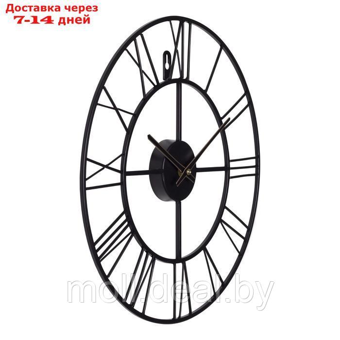 Часы настеные, серия: Лофт, плавный ход, d-40 см, черные - фото 2 - id-p214899935