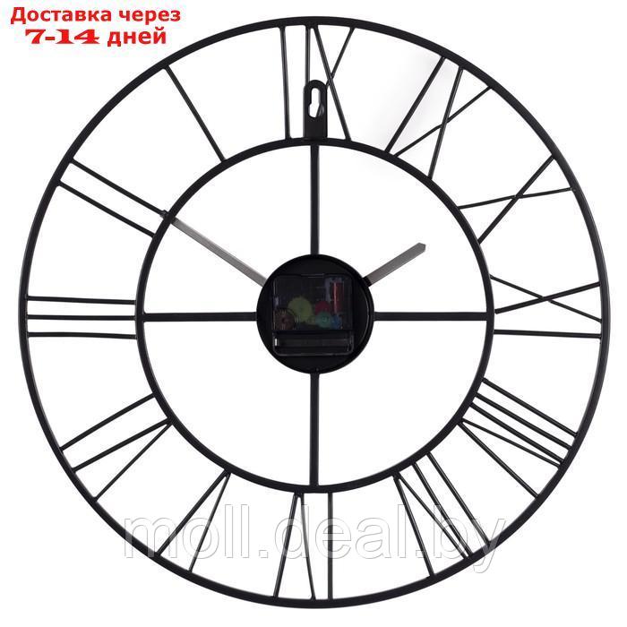 Часы настеные, серия: Лофт, плавный ход, d-40 см, черные - фото 3 - id-p214899935