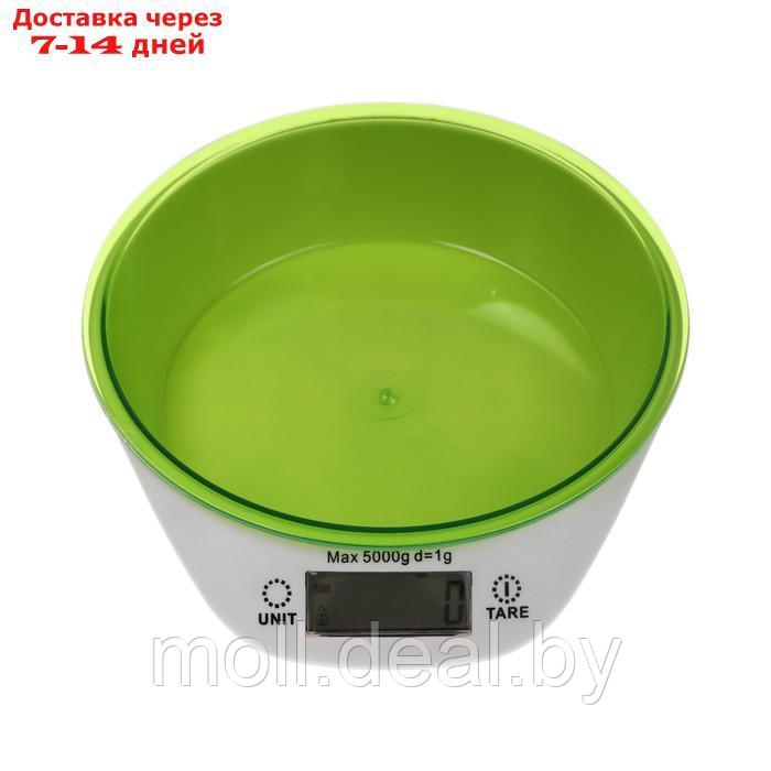 Весы кухонные Luzon LKVB-501, электронные, до 5 кг, чаша 1.3 л, зеленые - фото 1 - id-p214900983