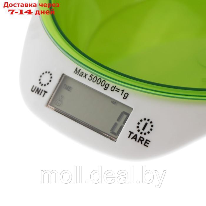Весы кухонные Luzon LKVB-501, электронные, до 5 кг, чаша 1.3 л, зеленые - фото 5 - id-p214900983