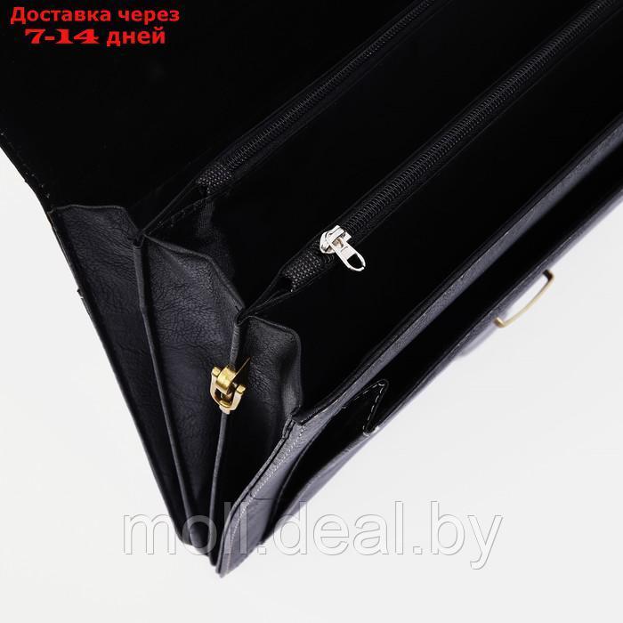 Портфель деловой на клапане, длинный ремень, цвет черный - фото 5 - id-p214900016