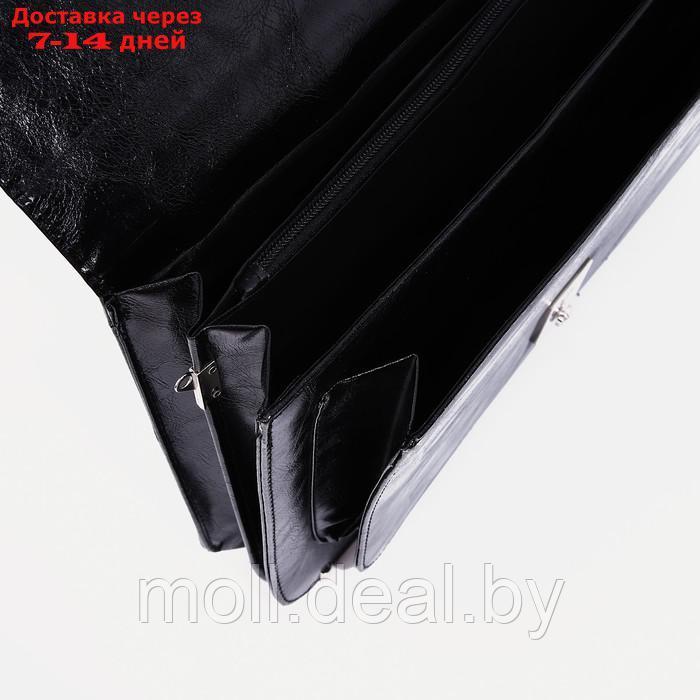 Портфель деловой на клапане, длинный ремень, цвет черный - фото 5 - id-p214900026